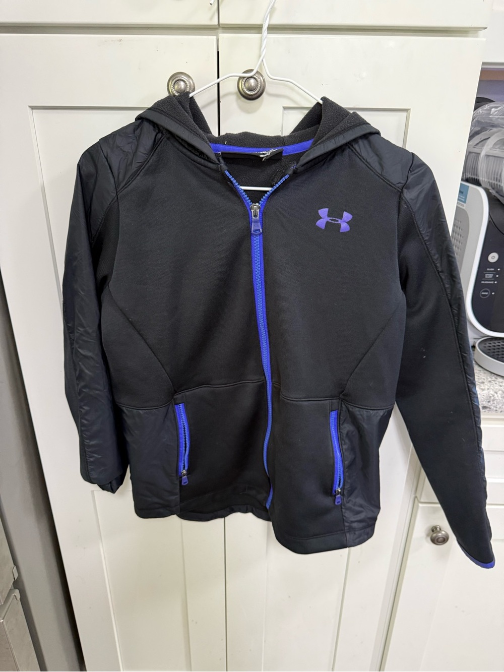 Under Armour Kids Black Hoodie with Purple Trim